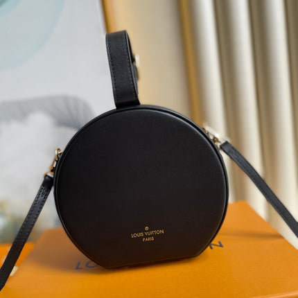 LV 25S PETITE BOITE CHAPEAU 17 IN BLACK MONOGRAM REVERSE CALFSKIN