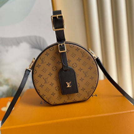 LV 25S PETITE BOITE CHAPEAU 17 IN BLACK MONOGRAM REVERSE CALFSKIN