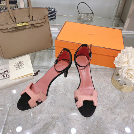 PREMIERE 70 SANDAL IN ROSE PINK MIX BLACK SUEDE