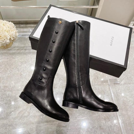 GG CLASSIC KNEE HIGH BOOTS IN BLACK IMPORTED CALFSKIN