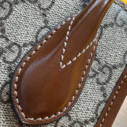 MINI TOTE  20 BAG IN BEIGE CANVAS AND BROWN CALFSKIN