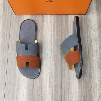 HM IZMIR SANDAL STONE AND RUSSET SUEDE