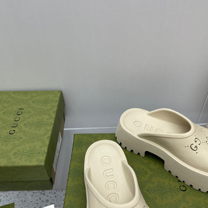 GG PLATFORM PERFORATED G 55 SANDAL CREAM IP FOAM