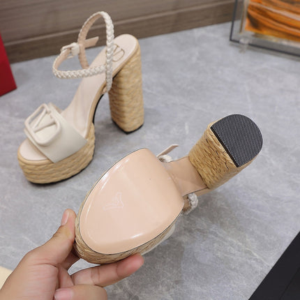 VLTN ESPADRILLE WEDGE SANDALS 25S 130 MM IN WHITE LAMBSKIN