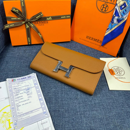 HM CLUTCH CONSTANCE 22 BRONZE CALFSKIN SILVER HARDWARE