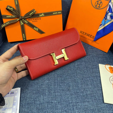 HM CLUTCH CONSTANCE 22 RED CALFSKIN GOLD HARDWARE
