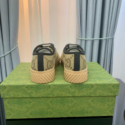 GG UNIQUE SNEAKER THICK-SOLE STRAW COLOR CANVAS