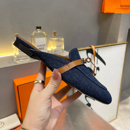 0Z MULE TAWNY AND DENIM CALFSKIN