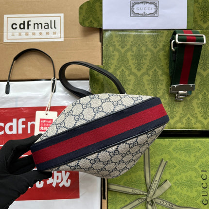 ATTACHE MINI BAG 23 IN BEIGE GG AND DARK BLUE CALFSKIN