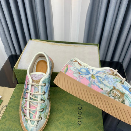 GG UNIQUE SNEAKER THICK-SOLE GRASS MOTIF CANVAS