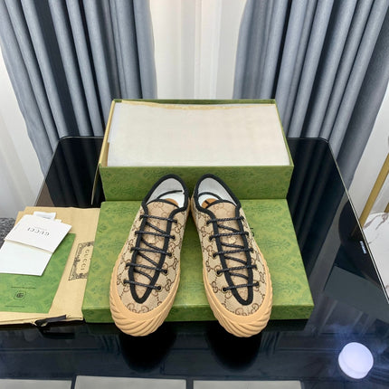 GG UNIQUE SNEAKER THICK-SOLE LIGHT BROWN CANVAS