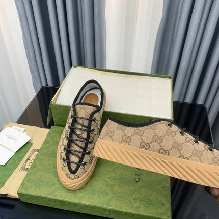 GG UNIQUE SNEAKER THICK-SOLE LIGHT BROWN CANVAS