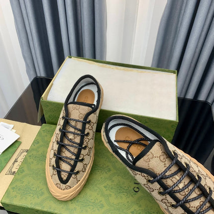 GG UNIQUE SNEAKER THICK-SOLE LIGHT BROWN CANVAS