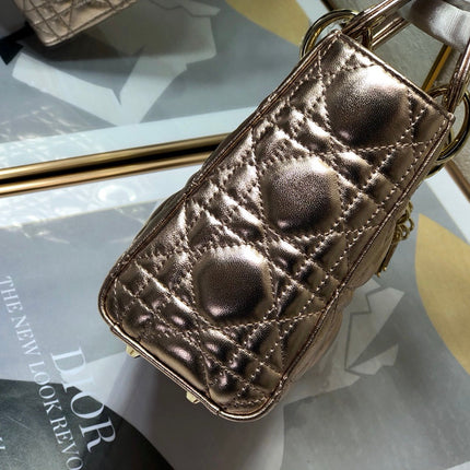 LADY DIOR BAG 17 IN METALLIC ROSE GOLD LAMBSKIN