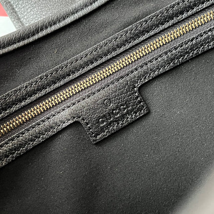 GG HORSEBIT SHOULDER BAG 39 IN BLACK CALFSKIN GOLD HARDWARE
