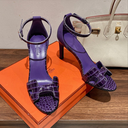 PREMIERE 115 SANDAL IN VIOLET PURPLE CROCODILE LEATHER