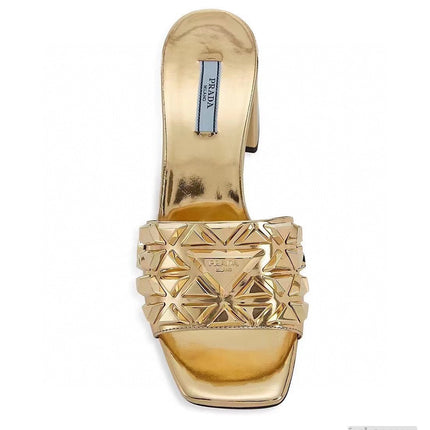 PRA EMBROIDERED SANDALS 65 METALLIC GOLD CALFSKIN