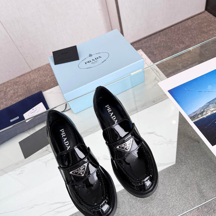 PRA CHOCOLATE BRUSHED LEATHER LOAFERS BLACK