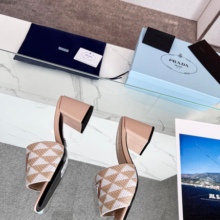 PRA EMBROIDERED SLIDES 65 BEIGE FABRIC