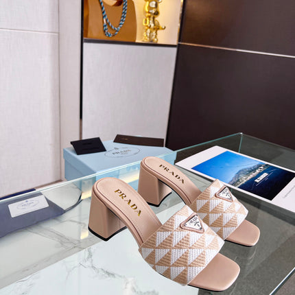 PRA EMBROIDERED SLIDES 65 BEIGE FABRIC