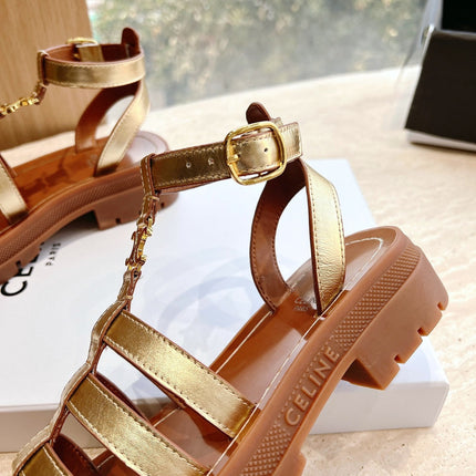 LYMPIA GLADIATOR SANDAL IN GOLD METALLIC CALFSKIN