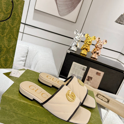 GG EXCLUSIVE SLIDE SANDAL IVORY CALFSKIN