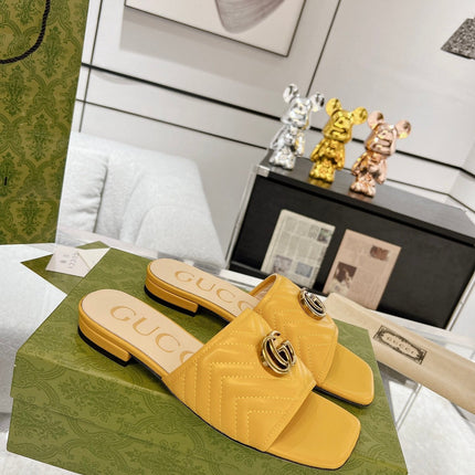 GG EXCLUSIVE SLIDE SANDAL AMBER CALFSKIN