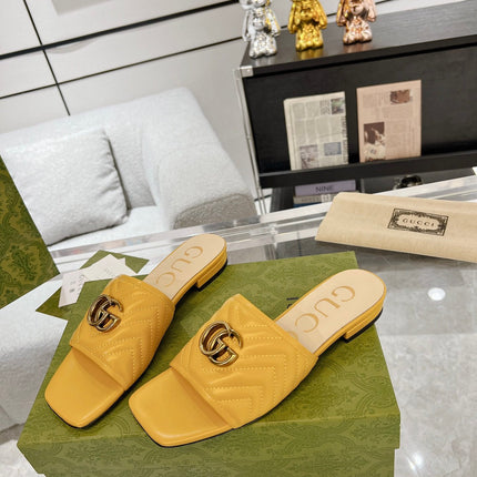 GG EXCLUSIVE SLIDE SANDAL AMBER CALFSKIN