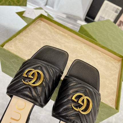 GG EXCLUSIVE SLIDE SANDAL BLACK CALFSKIN