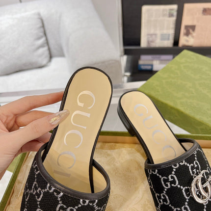 GG EXCLUSIVE SLIDE SANDAL BLACK FABRIC