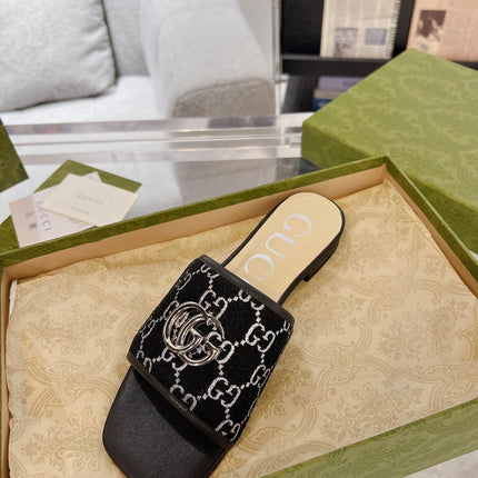GG EXCLUSIVE SLIDE SANDAL BLACK FABRIC