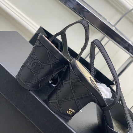 HIGH SLINGBACKS 65 BLACK CALFSKIN