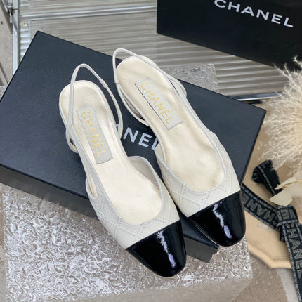 SLINGBACKS 20 WHITE MIX BLACK CALFSKIN