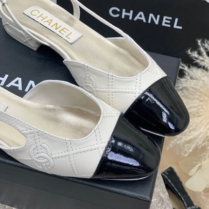 SLINGBACKS 20 WHITE MIX BLACK CALFSKIN