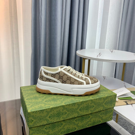 GG SNEAKER FLATFORM LIGHT BROWN CANVAS