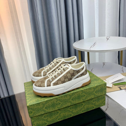 GG SNEAKER FLATFORM LIGHT BROWN CANVAS