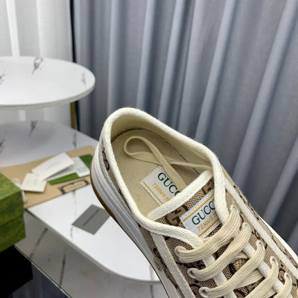 GG SNEAKER FLATFORM LIGHT BROWN CANVAS