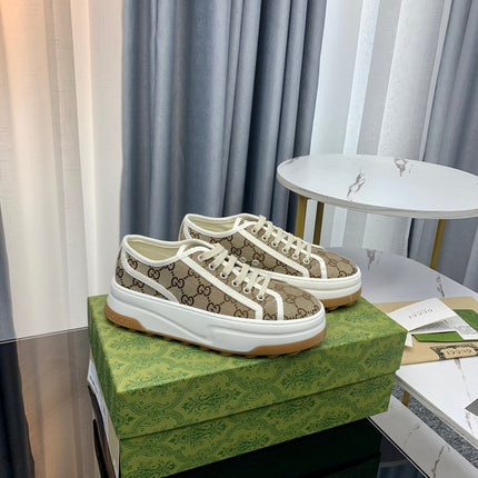 GG SNEAKER FLATFORM LIGHT BROWN CANVAS