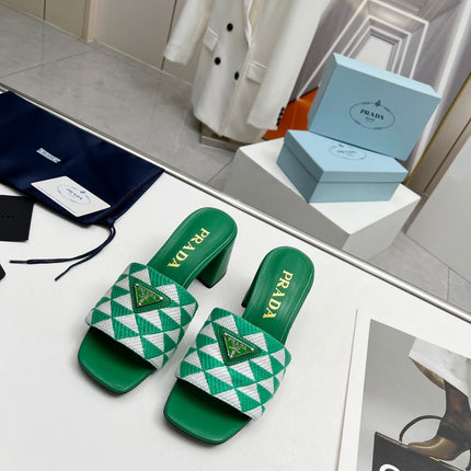 PRA EMBROIDERED SLIDES 65 GREEN FABRIC