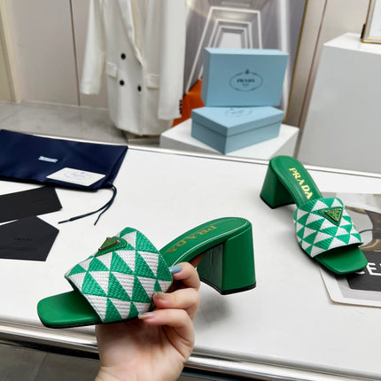 PRA EMBROIDERED SLIDES 65 GREEN FABRIC