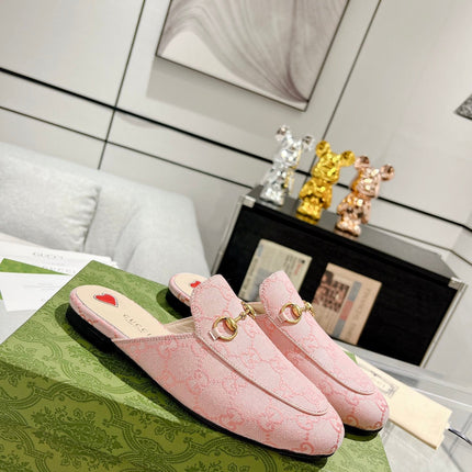 MEN'S MULE WITH HORSEBIT IN PINK PASTEL MONOGRAM JACQUARD FABRIC