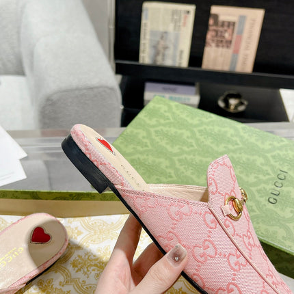 MEN'S MULE WITH HORSEBIT IN PINK PASTEL MONOGRAM JACQUARD FABRIC