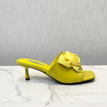 PRA FLOWER POINTED HEELS 55 LEMON CALFSKIN