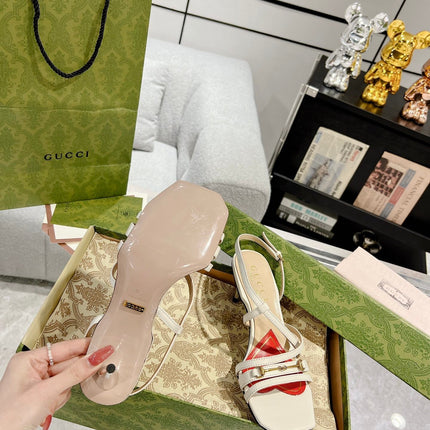 GG CLASSIC STRAPPY HEEL SANDAL WHITE CALFSKIN