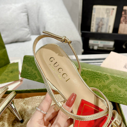 HIGH HEEL 65MM IN LIGHT GOLD CALFSKIN WITH RED HEART