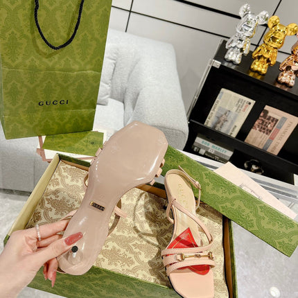 GG CLASSIC STRAPPY HEEL SANDAL PASTEL PINK CALFSKIN