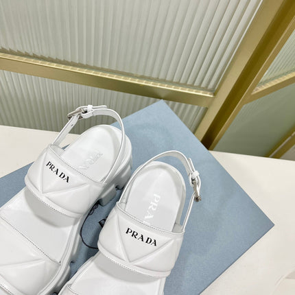 PRA MONOLITH PLATFORM SANDALS WHITE CALFSKIN