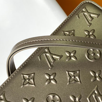 LV 25S LEXINGTON PREMIUM ORIGINAL HANDBAG 21 IN BEIGE GRAY MOONOGRAM CALFSKIN SHIMMERING METALLIC GOLD