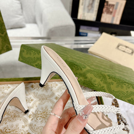 GG CRYSTAL MID - HEEL WHITE CALFSKIN