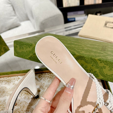 GG CRYSTAL MID - HEEL WHITE CALFSKIN